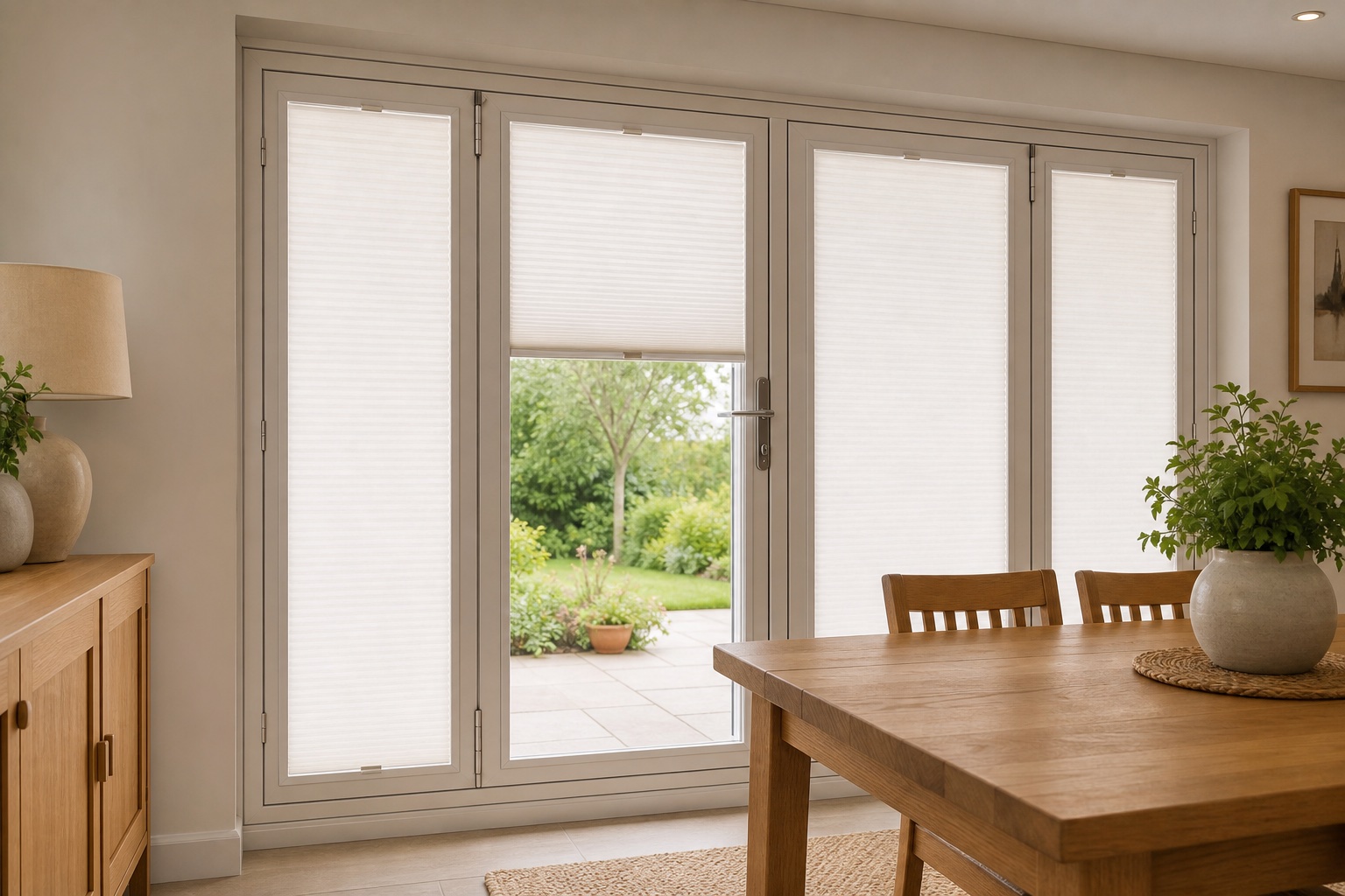 Perfect Fit pleated blinds fitted to glazed patio doors